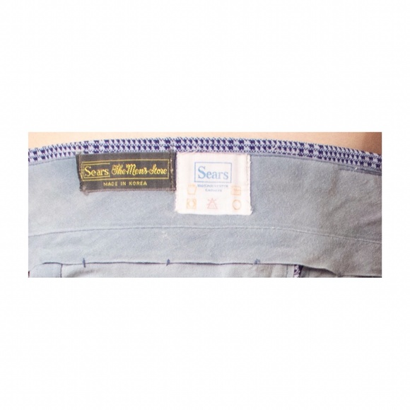 Vintage 60's Blue Checkered Polyester Disco Pants - Picture 4 of 4